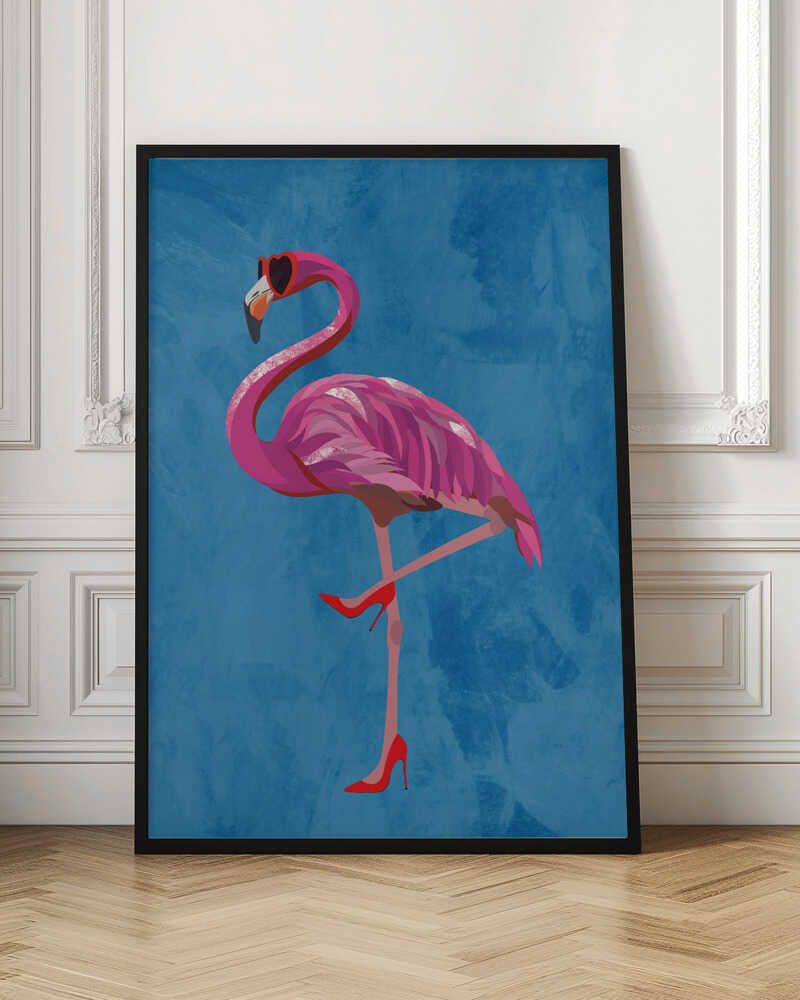 Chic Flamingo in Red Heels Digital Artwork