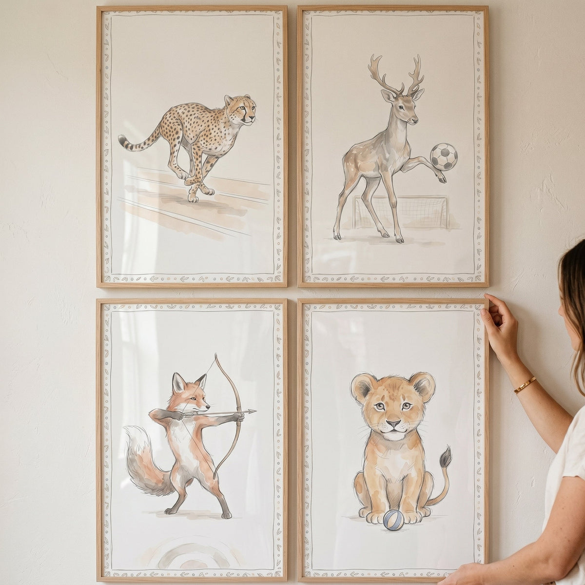 Whimsical Athletic Animals Digital Art Set