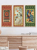 Triptych Botanical and Avian Elegance Digital Art