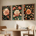 Botanical Midnight Bloom Triptych Digital Art