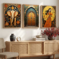 Mystical Indian Heritage Triptych Digital Art