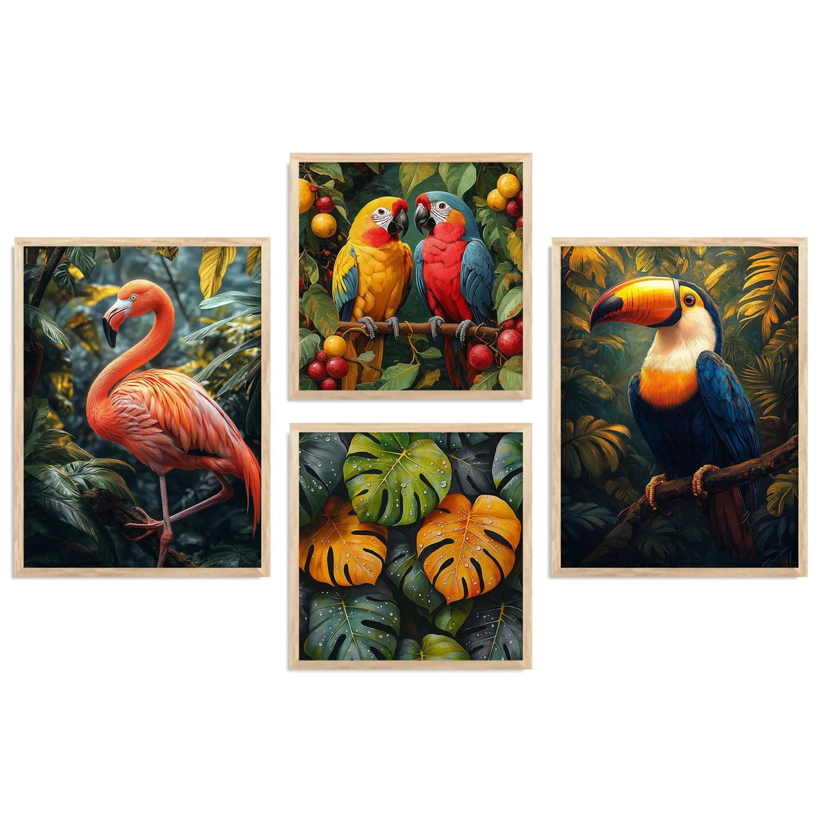 Tropical Birds Gallery Wall Digital Art