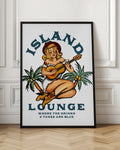 Island Lounge Vintage Guitar Cowgirl Digital Art Print