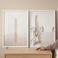 Minimalist Surfboard Coastal Photography Diptych