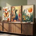 Botanical Wildlife Triptych Digital Art