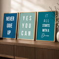 Motivational Typography Triptych Digital Art