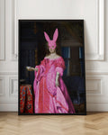 Pink Rabbit Mask Classical Portrait Digital Artwork
