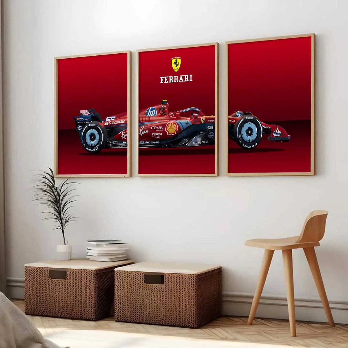 Ferrari F1 Triptych High-Resolution Digital Artwork