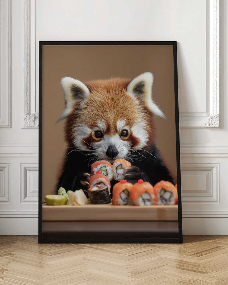 Red Panda Eating Sushi Digital Print