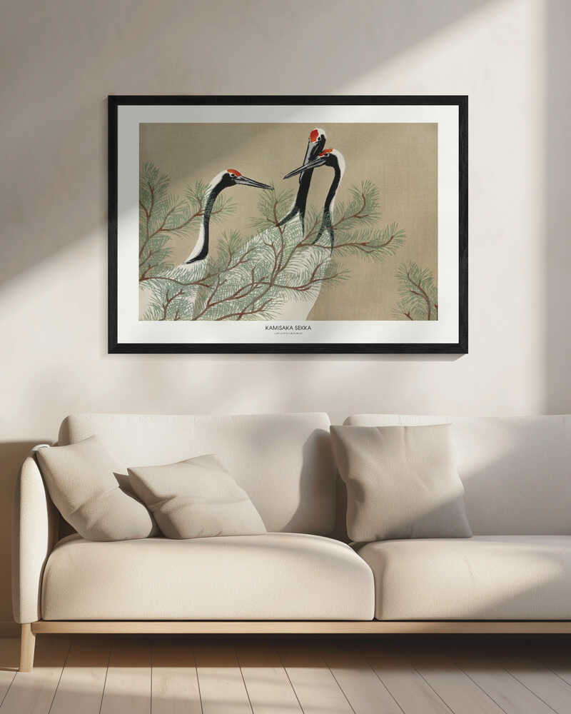 Kamisaka Sekka Cranes Japanese Art Print