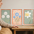 Happy Floral Friends Digital Art Trio