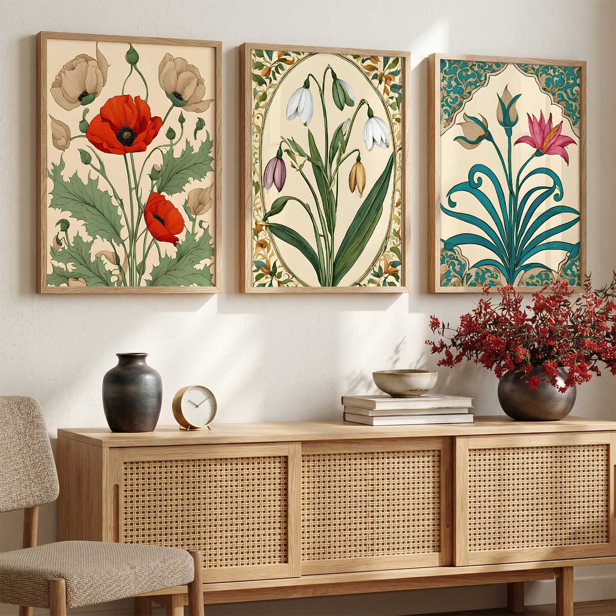 Botanical Heritage Triptych Digital Art