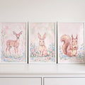 Pastel Woodland Animals Trio Digital Art Prints