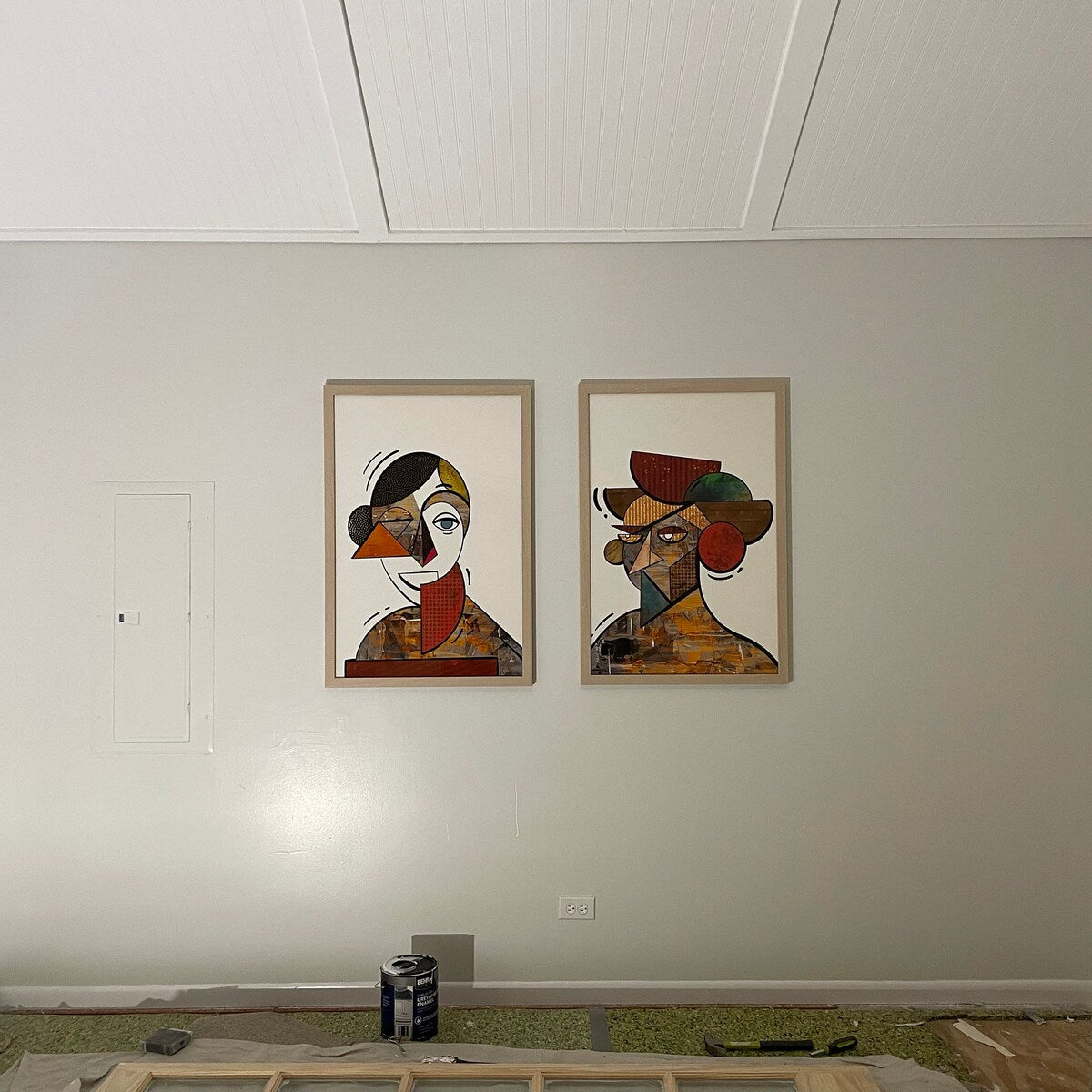 Abstract Geometric Portrait Diptych