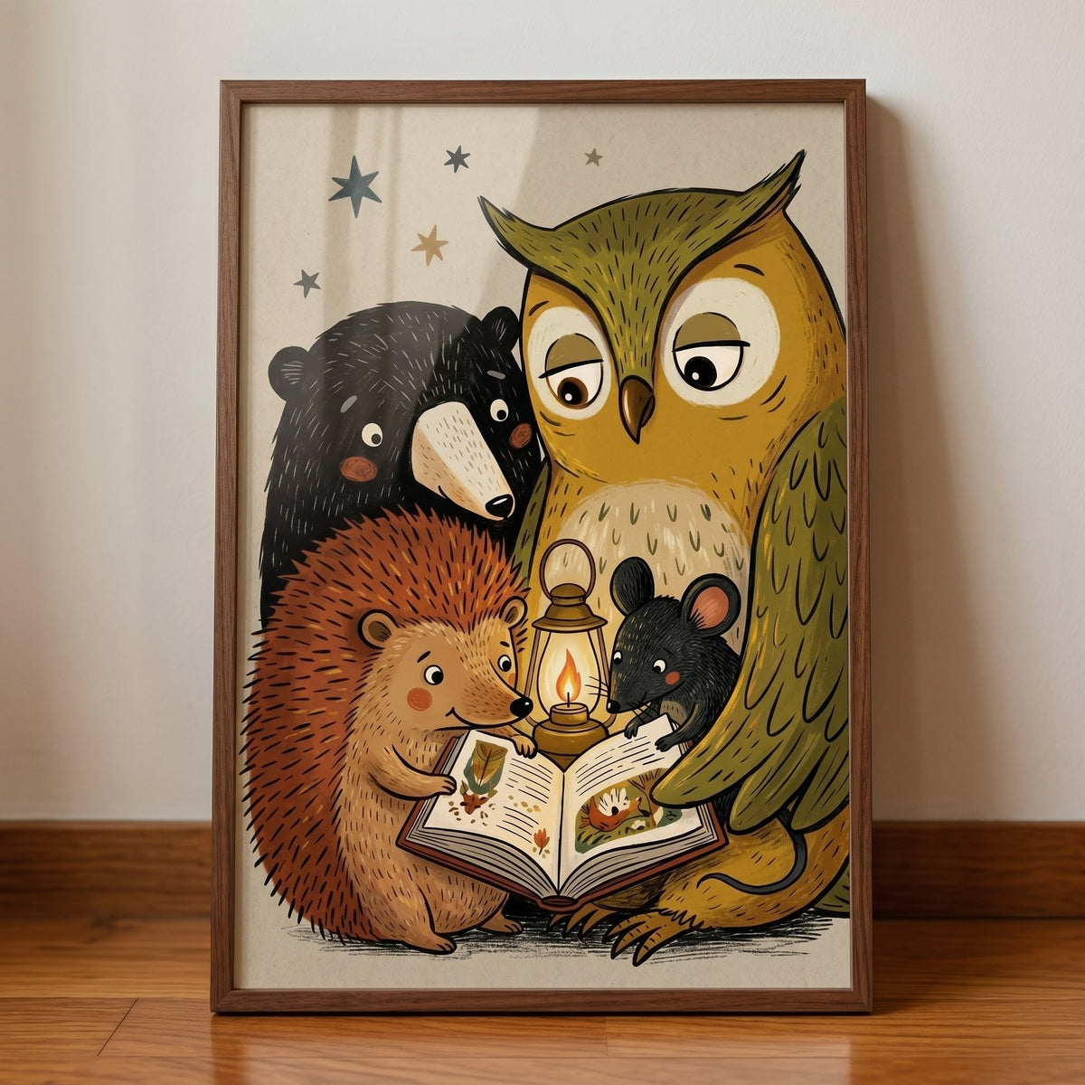 Forest Friends Bedtime Reading Digital Artwork