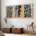 Abstract Botanical Faces Triptych Digital Art