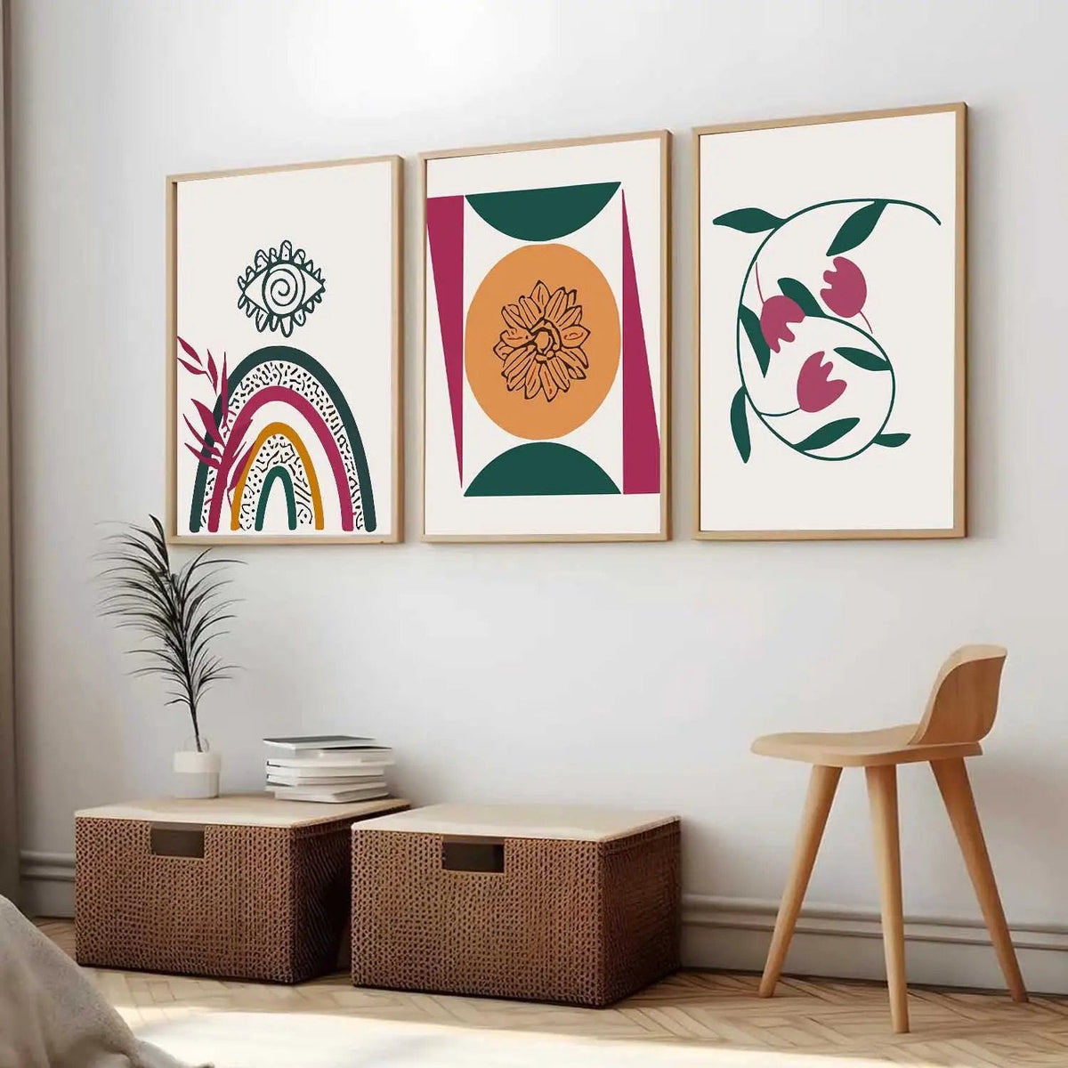Boho Botanical Triptych Digital Art Set