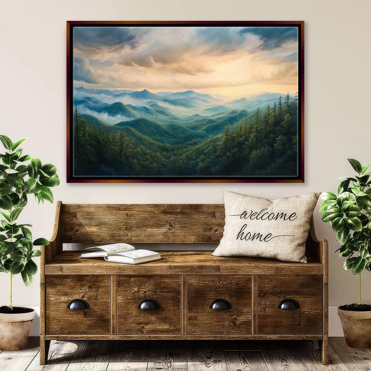 Misty Mountain Sunset Digital Art