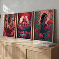 Indian Heritage Floral Tryptich Digital Art