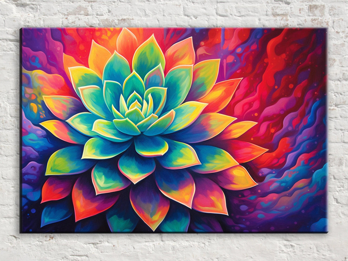 Vibrant Rainbow Succulent Digital Art