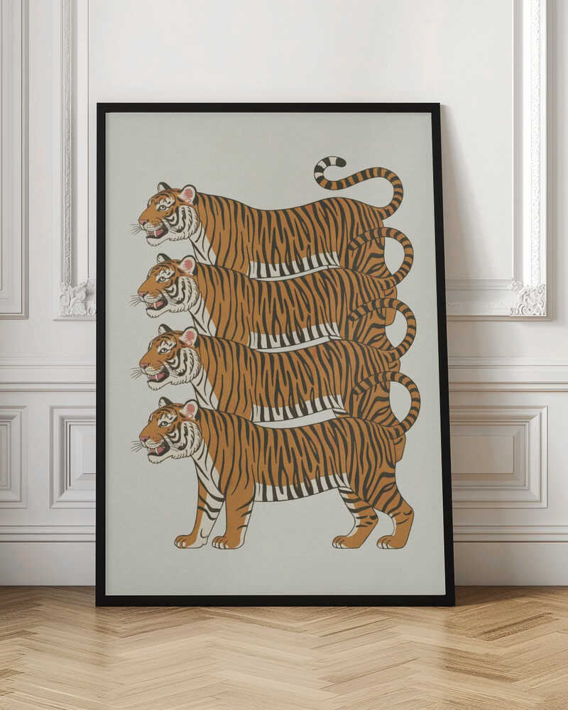 Four Stacked Tigers Digital Wall Art