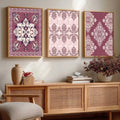 Burgundy Damask Triptych Digital Art