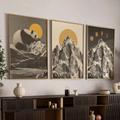 Surreal Mountain & Panda Triptych Digital Art