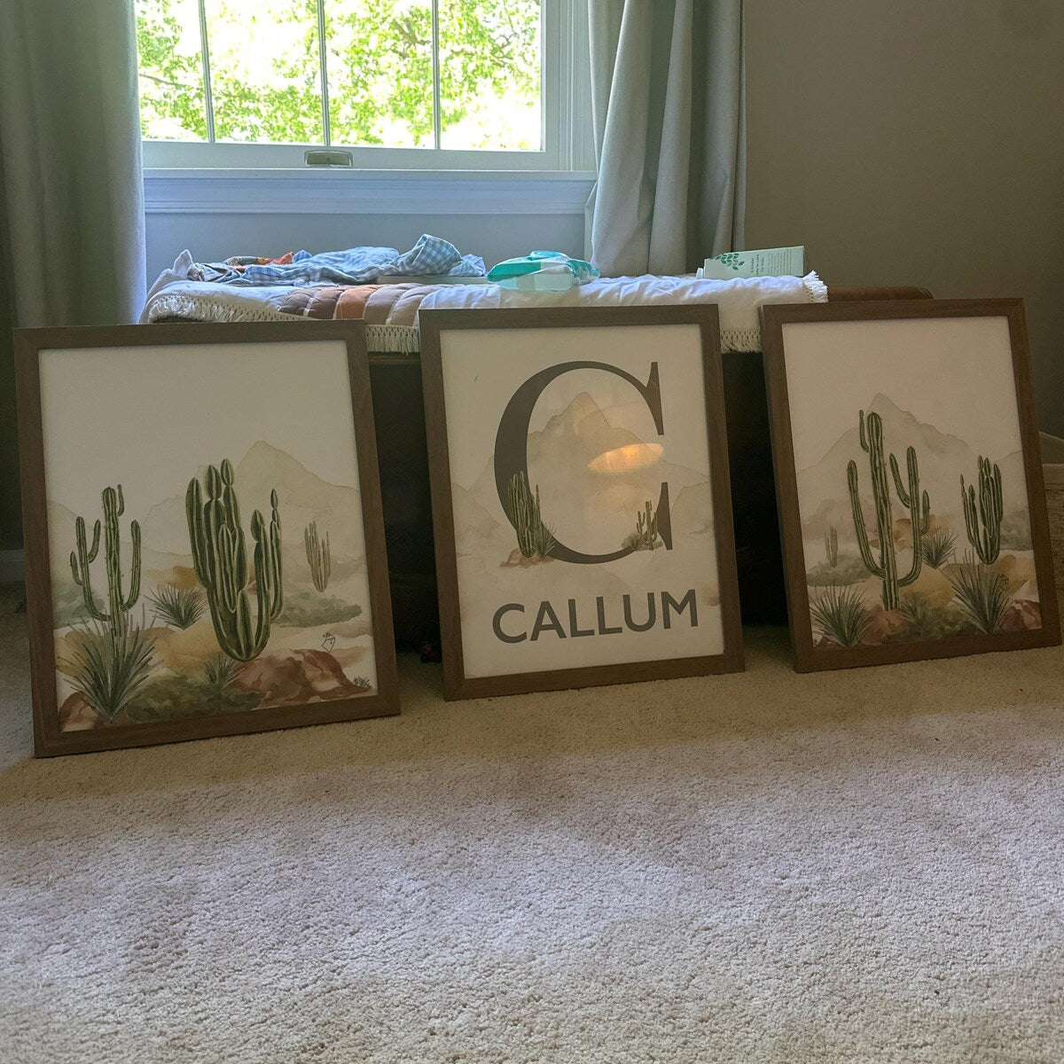 Watercolor Desert Cactus Personalised Monogram Digital Art