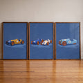 Vintage Race Cars Trio Digital Art