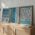 Boho Teal Botanical Triptych