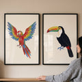 Vibrant Tropical Birds Digital Art Set