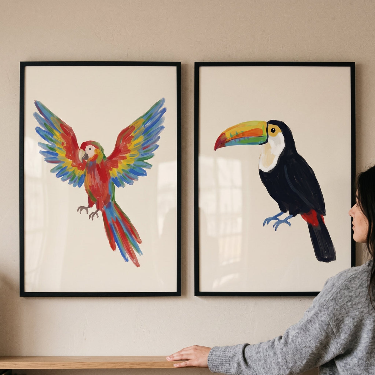Vibrant Tropical Birds Digital Art Set