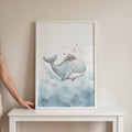Whale with Village Watercolor Digital Artwork