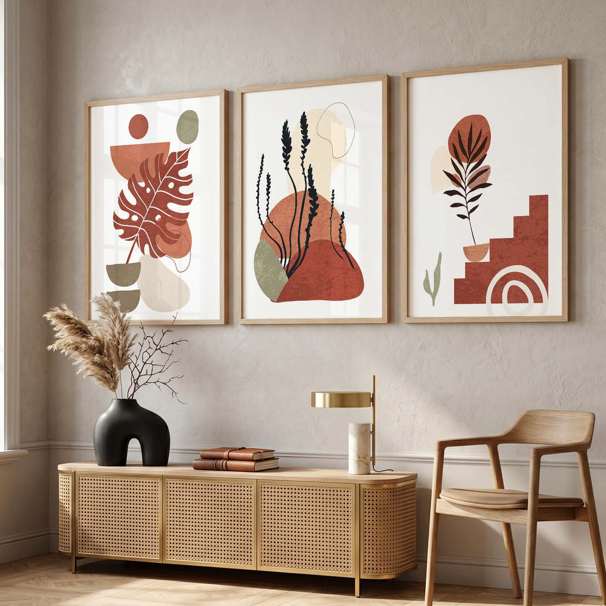 Terracotta Botanicals Triptych