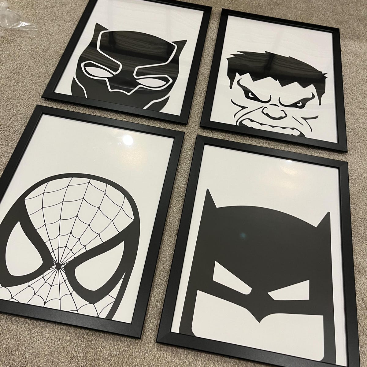 Superhero Minimalist Black and White Digital Art Set