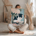 Japanese Cat and Sushi Feast Digital Art Print