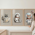 Space Explorer Animals Digital Art Set