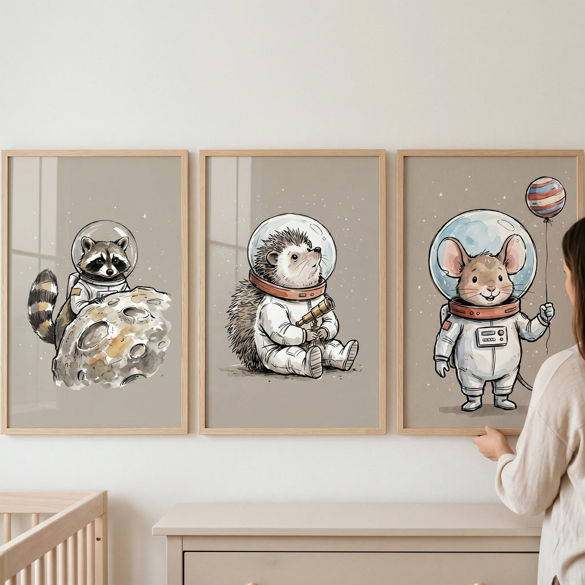 Space Explorer Animals Digital Art Set