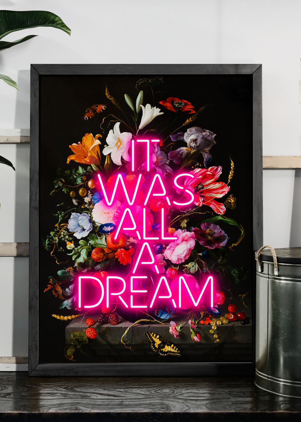 It Was All A Dream Neon Floral Digital Art