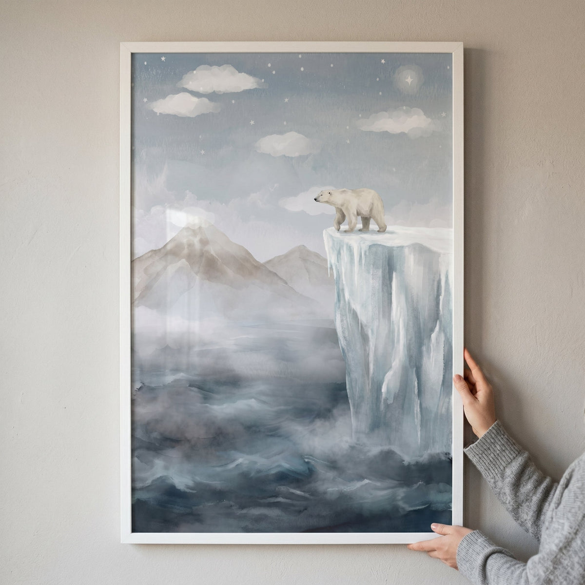 Polar Bear on Ice Cliff Digital Art