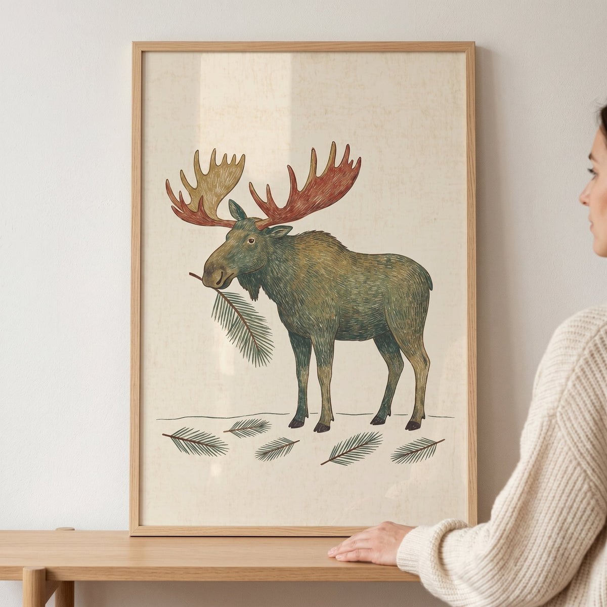 Rustic Woodland Moose Digital Art
