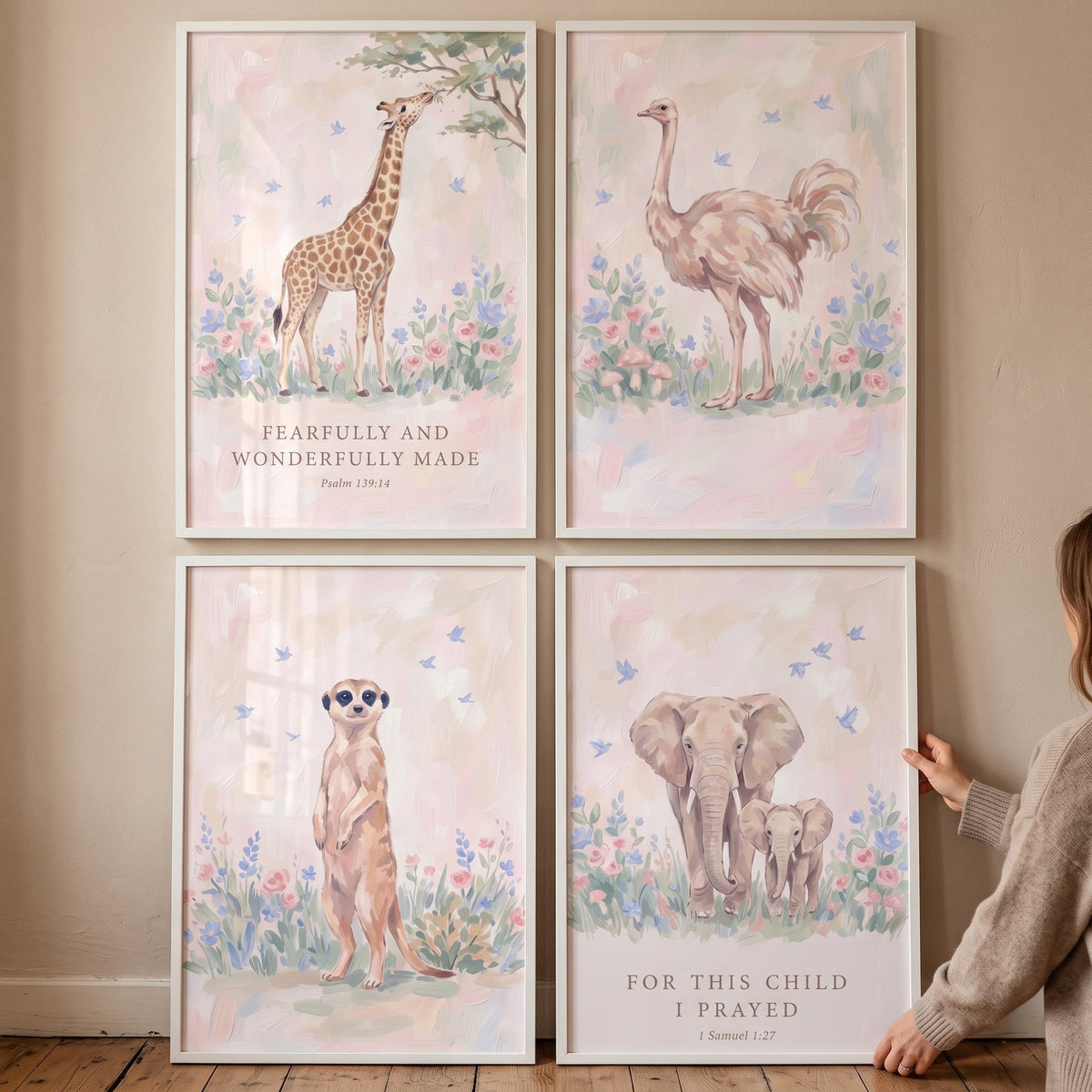Safari Animal Nursery Digital Art Set of 4