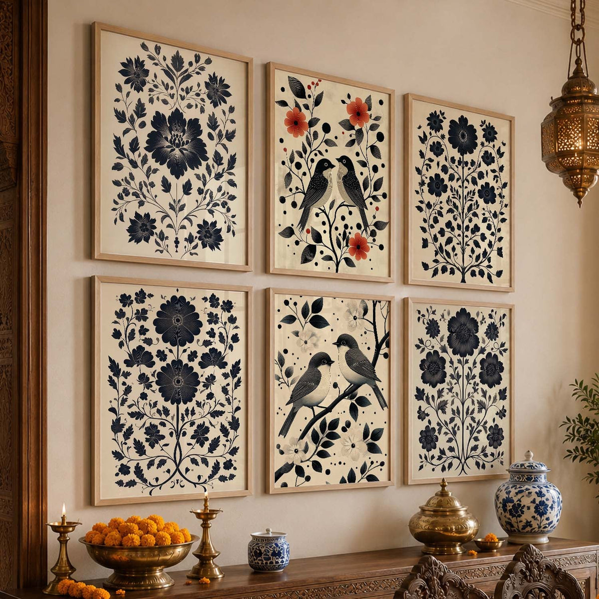Charming Botanical Birds Digital Gallery Wall Art