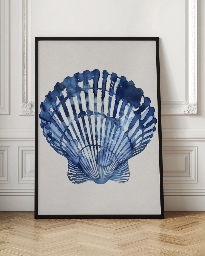 Indigo Seashell Watercolor Digital Print