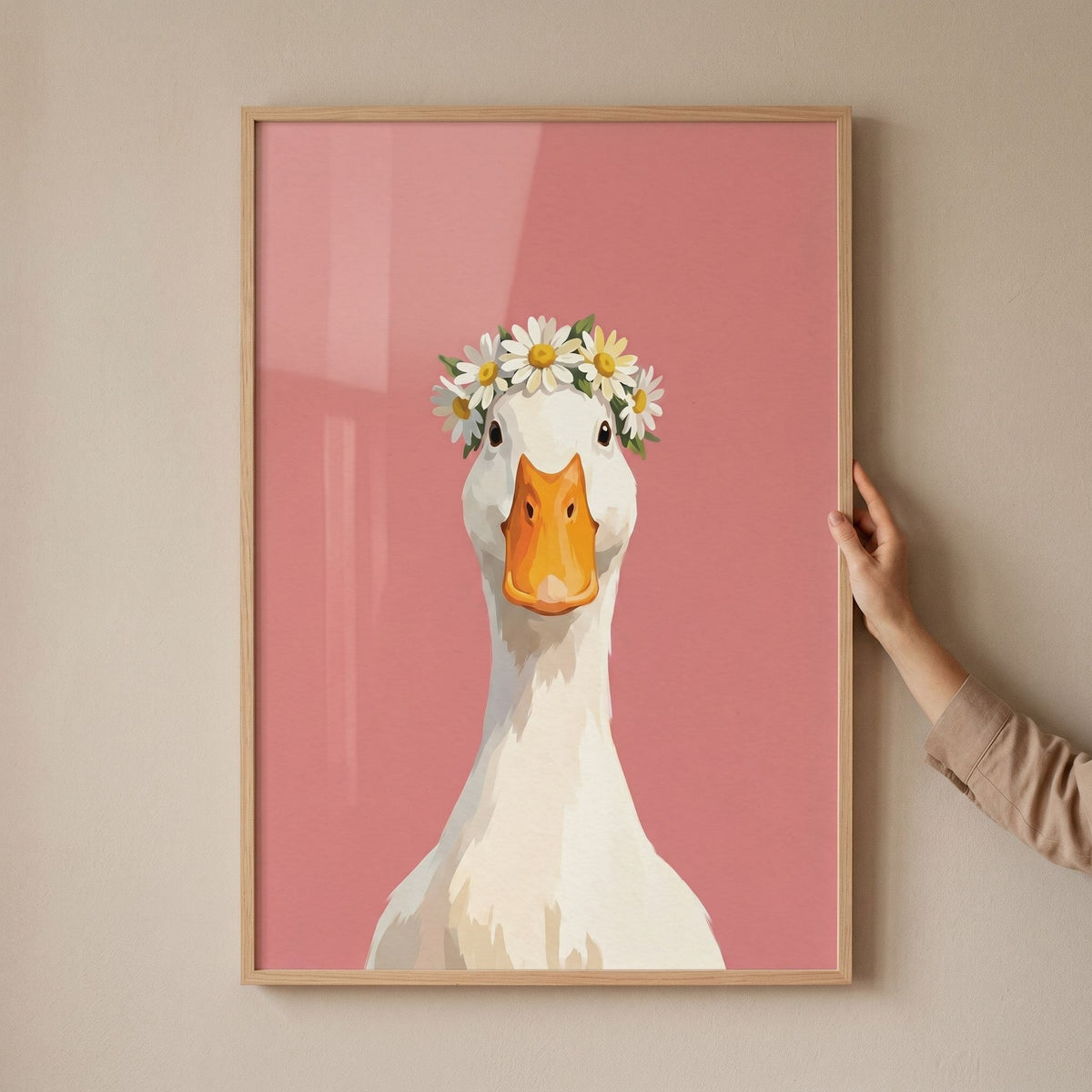 Charming Duck with Daisy Crown Digital Art