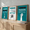 Motivational Gym and Success Digital Art Trio