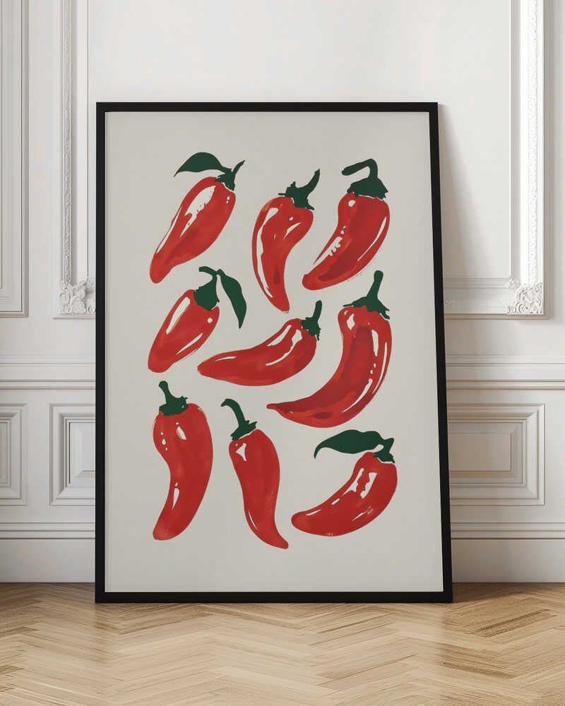 Red Chili Peppers Botanical Illustration