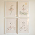 Watercolor Ballerina Girls Set of Four Digital Art Prints