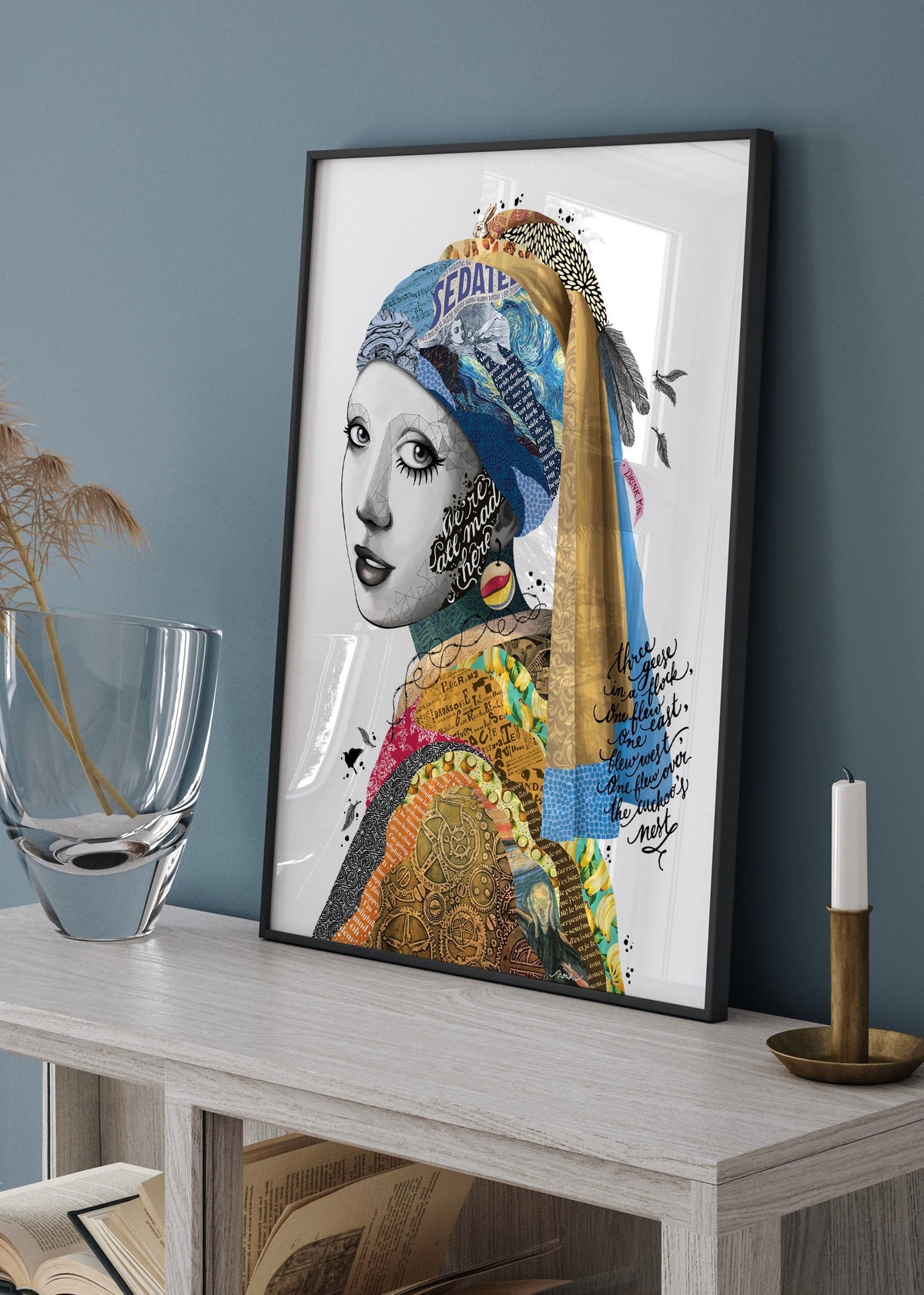 Eclectic Mixed Media Pearl Portrait Digital Artwork