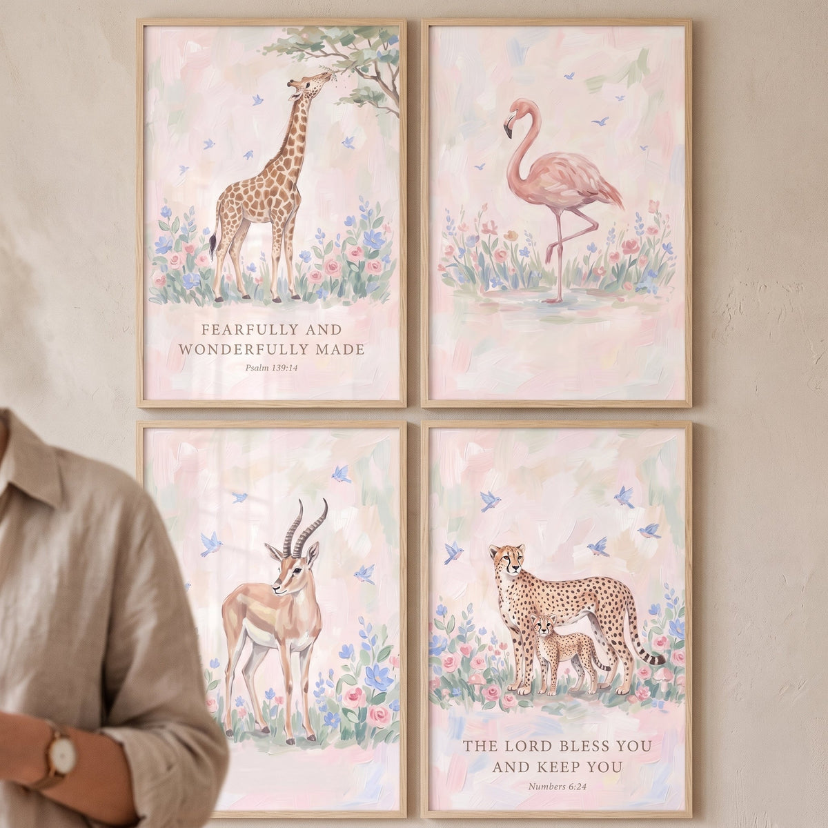 Safari Animals Scripture Digital Wall Art Set of 4
